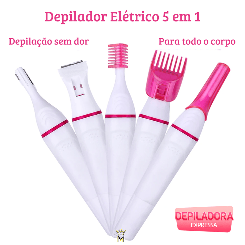 Depilador Elétrico Feminino 5 em 1 - Depiladora Expressa - 3M Variedades